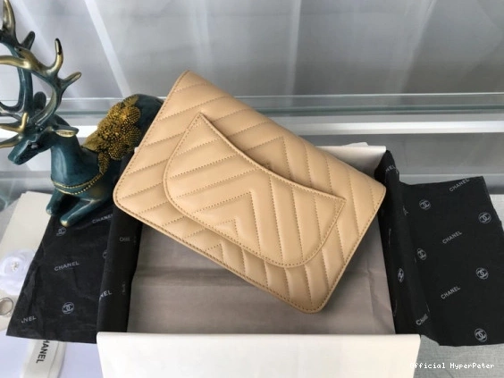 HyperPeter Gold Bag   With CHANEL Flap Lambskin Silver Hardware 0804